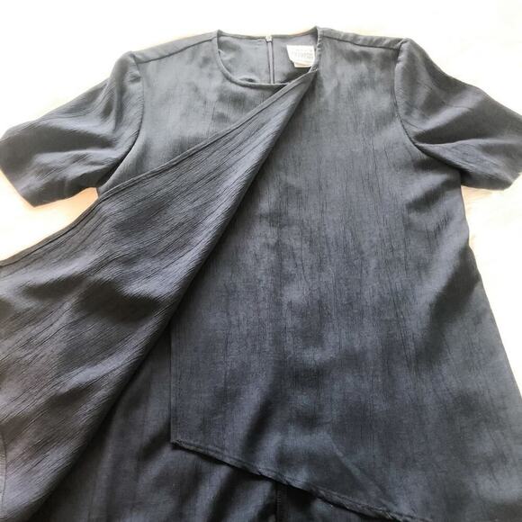 Vintage R&M Richards Short Sleeve Navy Tunic Blouse Size 8 - Picture 4 of 7